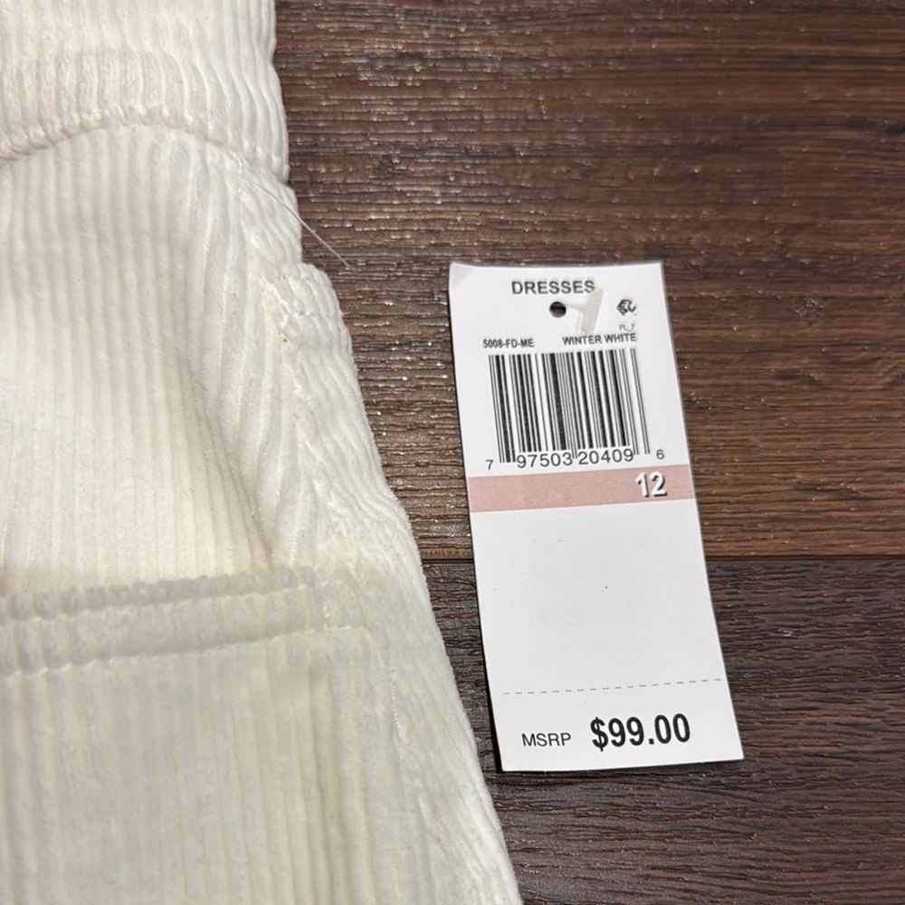 OAT NWT Corduroy Overall Dress - off white Buttoned down w/adjustable straps. - Picture 7 of 12
